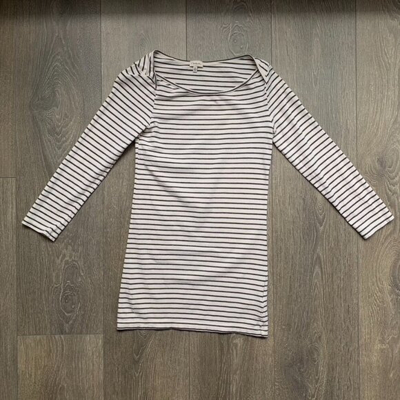 Aritzia Babaton Stripe T-shirt Top 3/4 Length sleeve Stretch Cotton Size XS - Picture 9 of 16